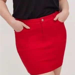 Torrid Feel the Fit Ruby Red Denim Mini Skirt